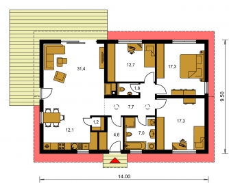 Plan de sol du rez-de-chaussée - BUNGALOW 156